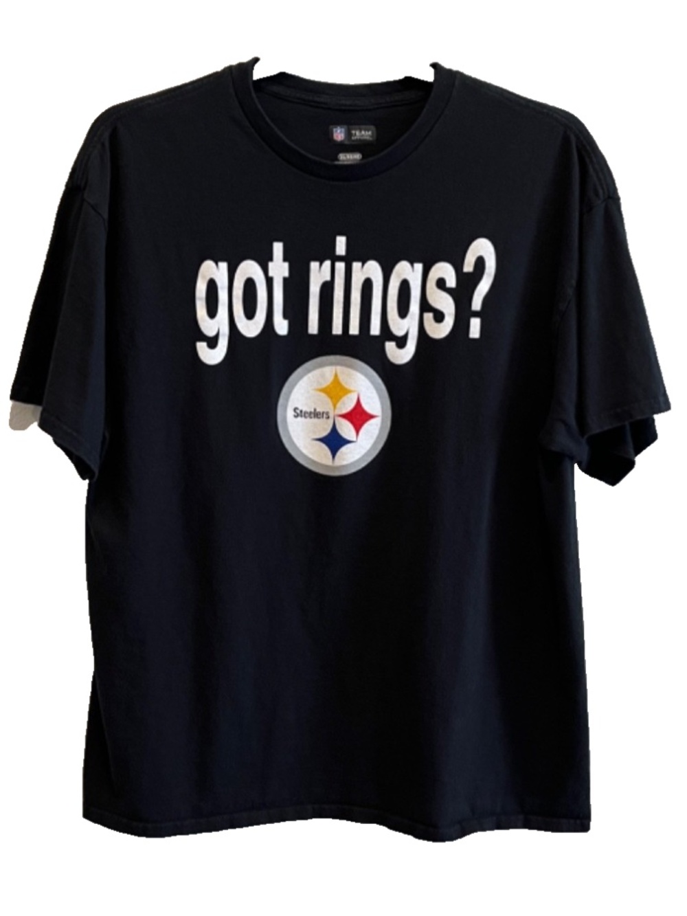 Men's NFL Pittsburg Steelers Short Sleeve Crew Neck T-Shirt, (Got Rings) Size XL